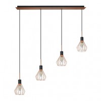 Distribuidor - Lâmpadas Diversas | Lâmpadas Modernas | COLGANTE SAN PETERSBURGO 4XE14 NEGRO/COBRE REGX83X13 CM Ref: 153594073